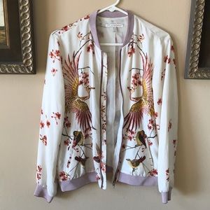 Zara Pink & Cream Crane-Patterned Light Jacket